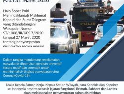 Polda Jateng Akan Lakukan Penyemprotan Disinfektan Serentak Tanggal 31 Maret 2020