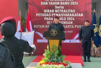 Apel Siaga Petugas Pemasyarakatan. Kepala Rutan Kelas I Jakarta Pusat, Fauzi Harahap bertindak sebagai Pembina Apel
