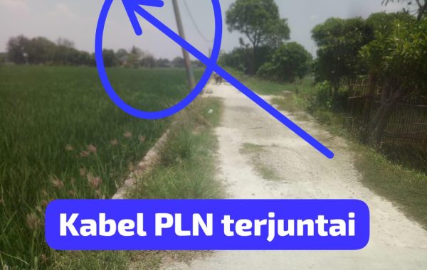 Kabel PLN Terjuntai di Jalan Kampung Bojong Jaya, Warga Samudra Jaya Bekasi Resah dan Khawatir Keselamatan